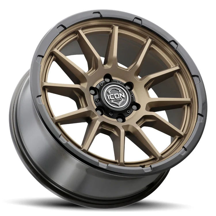 20x9  Icon Alloys Cajon Satin Bronze W/Gloss Black Lip Wheel 6x5.5 Bolt Pattern 0mm Offset