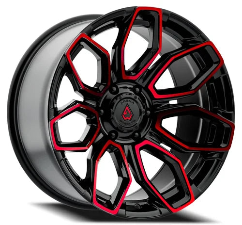 20x10 arena wheel a116 cobra glossy black machine red tint wheel 6x5.5 bolt pattern 18mm offset