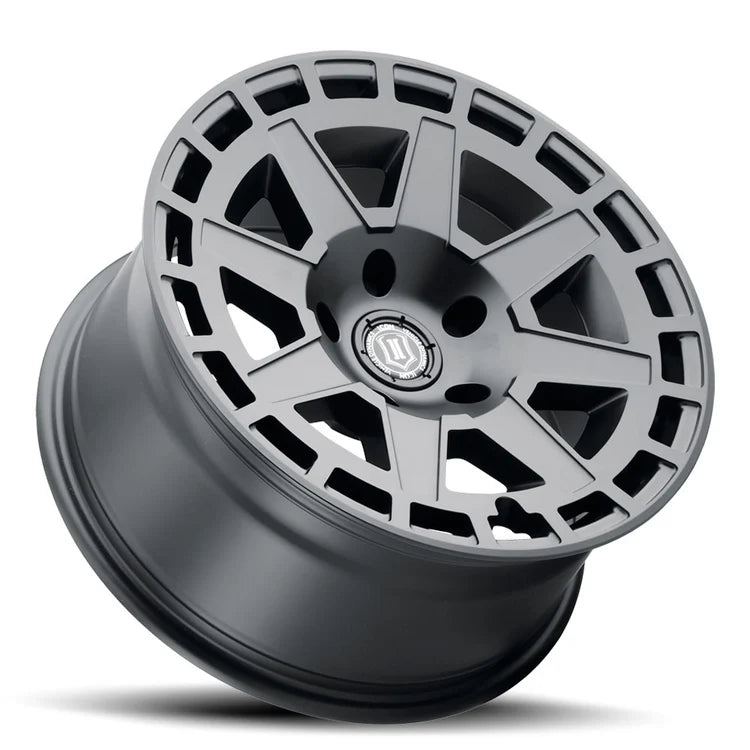 17x8.5 Icon Alloys Compass Satin Black Wheel 6x5.5 Bolt Pattern 0mm Offset