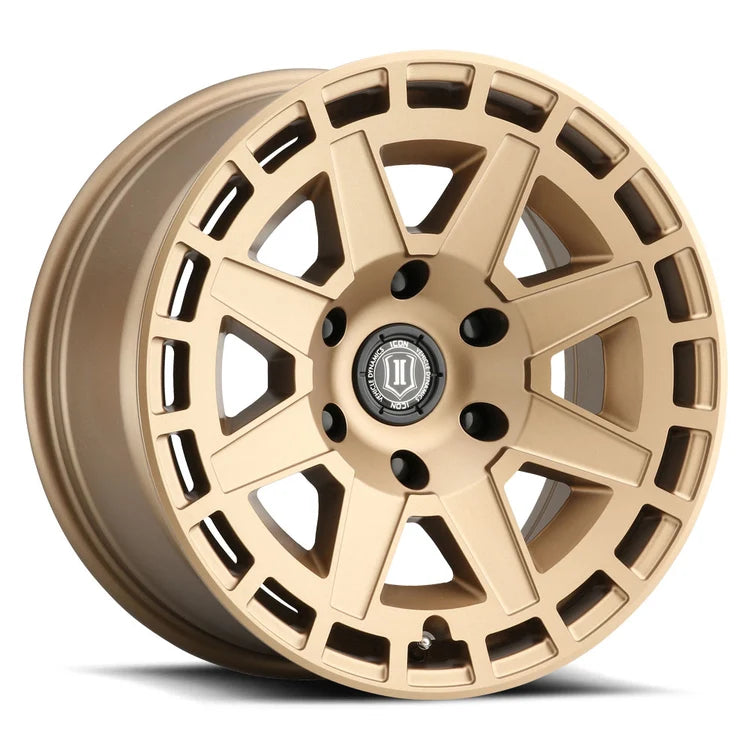 17x8.5 Icon Alloys Compass Satin Brass Wheel 6x5.5 Bolt Pattern 0mm Offset