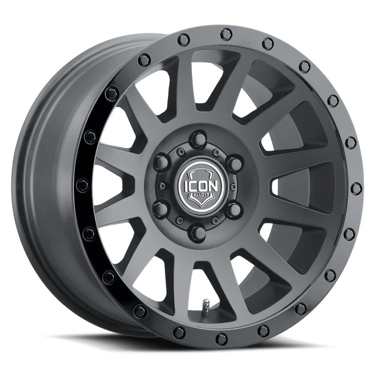 18x9 Icon Alloys Compression Double Black Wheel 6x5.5 Bolt Pattern 25mm Offset