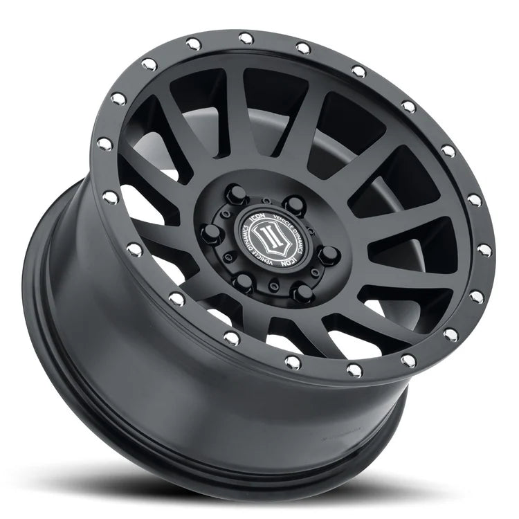 18x9 Icon Alloys Compression Satin Black Wheel 6x5.5 Bolt Pattern 25mm Offset