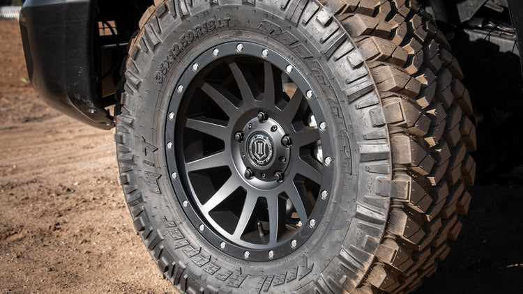 18x9 Icon Alloys Compression Satin Black Wheel 6x5.5 Bolt Pattern 25mm Offset