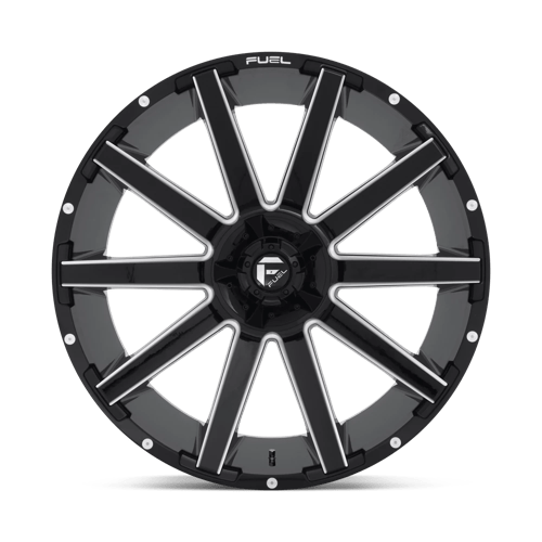 24x12 fuel off-road d615 contra gloss black milled wheel 6x5.5 bolt pattern 44mm offset