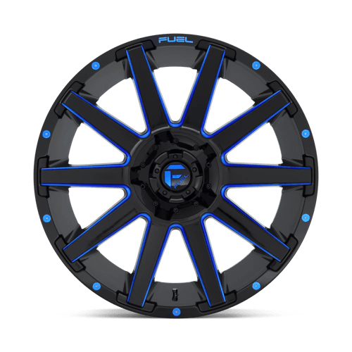20x9 fuel off-road d644 contra gloss black blue tinted clear wheel 6x5.5 bolt pattern 2mm offset