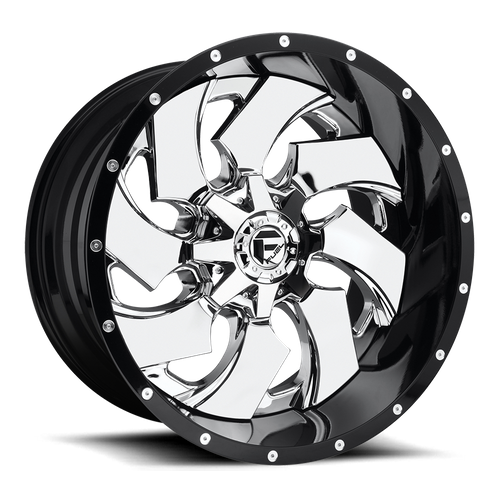 22x10 fuel off-road d240 cleaver chrome plated gloss black lip wheel 6x5.5 bolt pattern 13mm offset