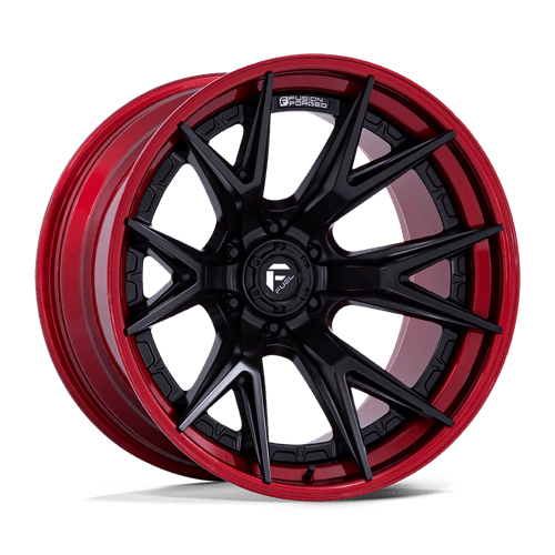 18x9 fuel off-road fc402 catalyst matte black w candy red lip wheel 6x5.5 bolt pattern 1mm offset
