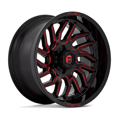 20x10 fuel off-road d808 hurricane gloss black milled red tint wheel 6x5.5 bolt pattern 18mm offset