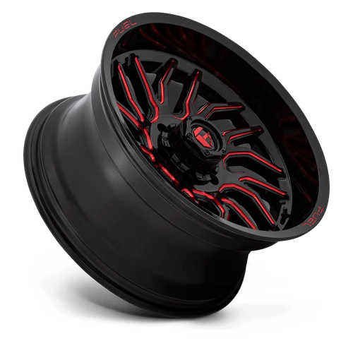 20x10 fuel off-road d808 hurricane gloss black milled red tint wheel 6x5.5 bolt pattern 18mm offset
