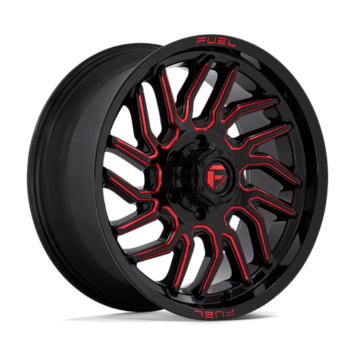 20x9 fuel off-road d808 hurricane gloss black milled red tint wheel 6x5.5 bolt pattern 20mm offset