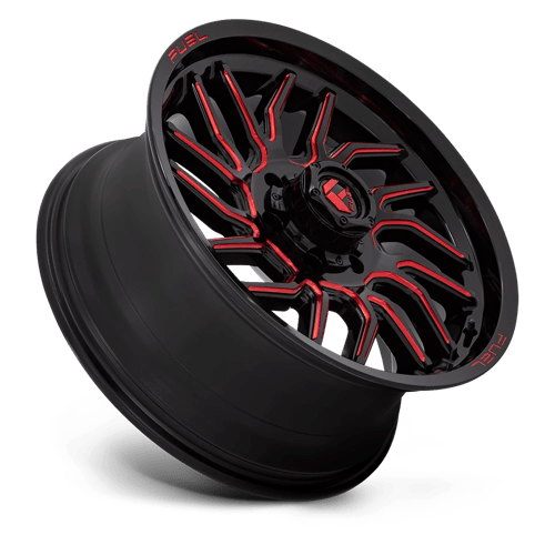 20x9 fuel off-road d808 hurricane gloss black milled red tint wheel 6x5.5 bolt pattern 20mm offset