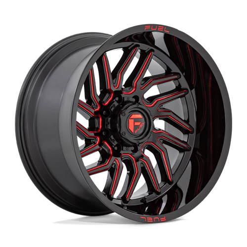 22x12 fuel off-road d808 hurricane gloss black milled red tint wheel 6x5.5 bolt pattern 44mm offset