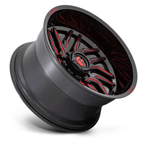 22x12 fuel off-road d808 hurricane gloss black milled red tint wheel 6x5.5 bolt pattern 44mm offset