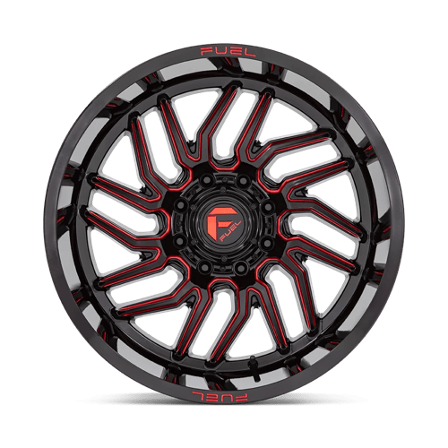 22x12 fuel off-road d808 hurricane gloss black milled red tint wheel 6x5.5 bolt pattern 44mm offset