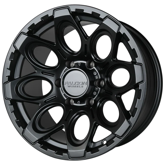 17x9 Falcon Wheels T6 Matte Black Wheel 6x5.5 Bolt Pattern -12mm Offset