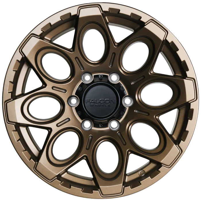 17x9 Falcon Wheels T6 Full Matte Bronze Wheel 6x5.5 Bolt Pattern -12mm Offset