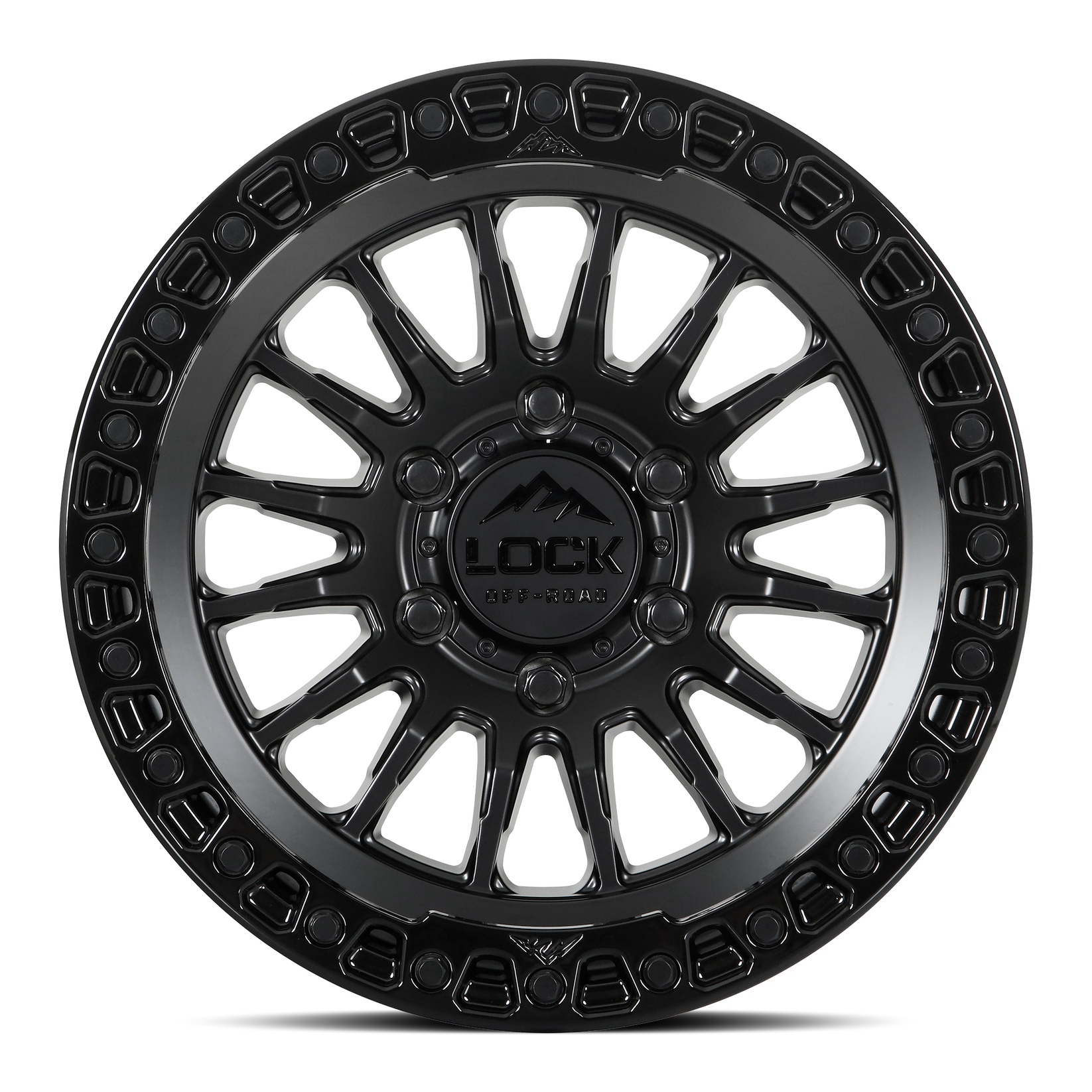 17x8 5 lock off-road grit matte black w gloss black ring wheel 6x5.5 bolt pattern 25mm offset