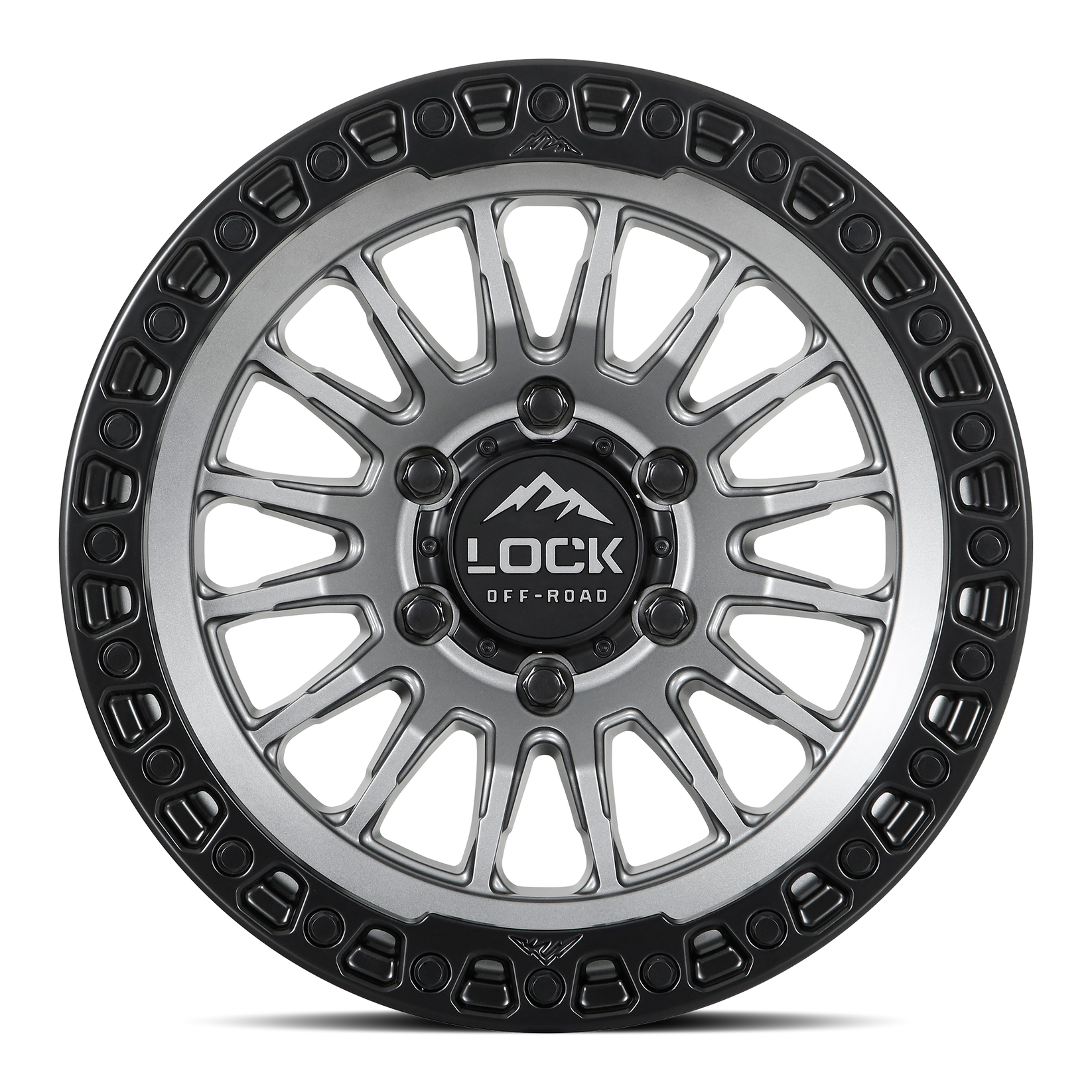 17x8 5 lock off-road grit matte grey w matte black ring wheel 6x5.5 bolt pattern 25mm offset