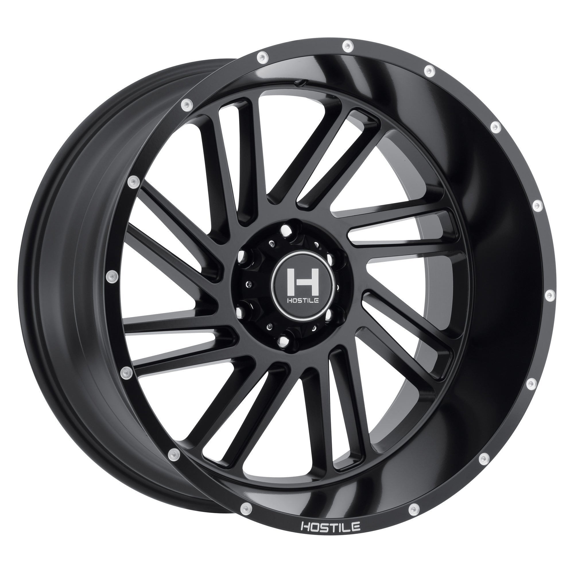 24x14 Hostile Stryker H110 Satin Black Wheel 6x5.5 Bolt Pattern -76mm Offset