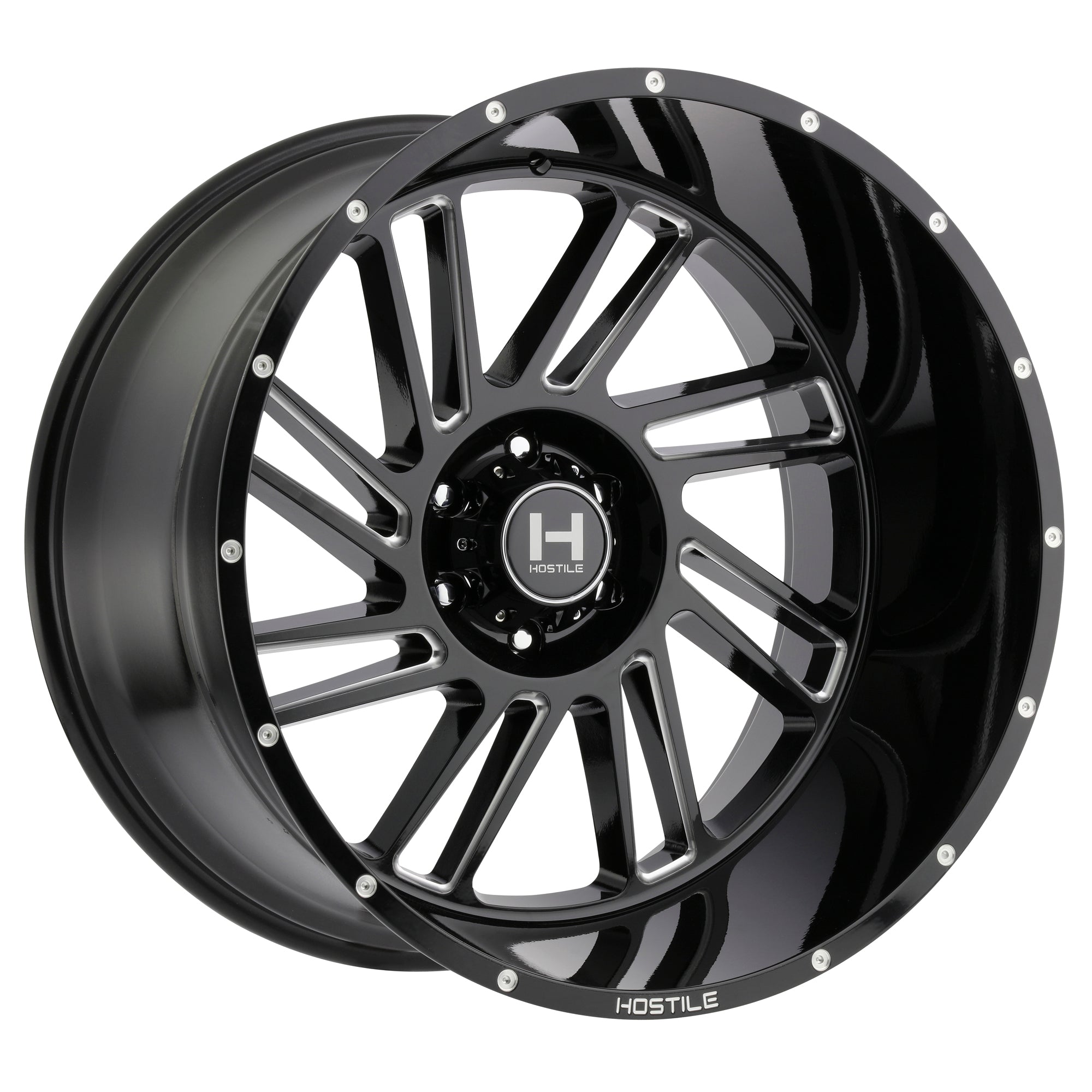 20x12 Hostile Stryker H110 Black Milled Wheel 6x5.5 Bolt Pattern -44mm Offset