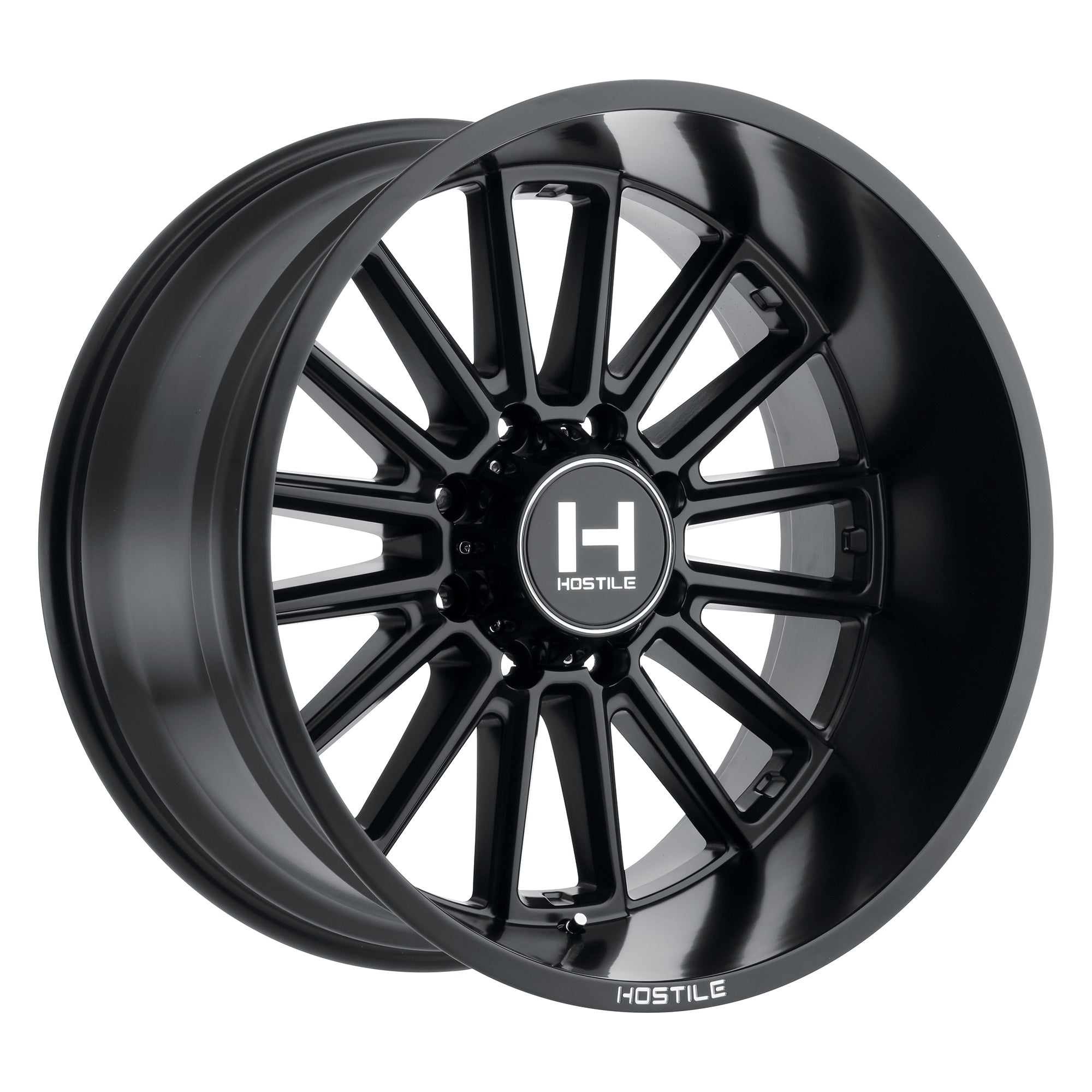 22x12 Hostile Predator H115 Satin Black Wheel 6x5.5 Bolt Pattern -44mm Offset