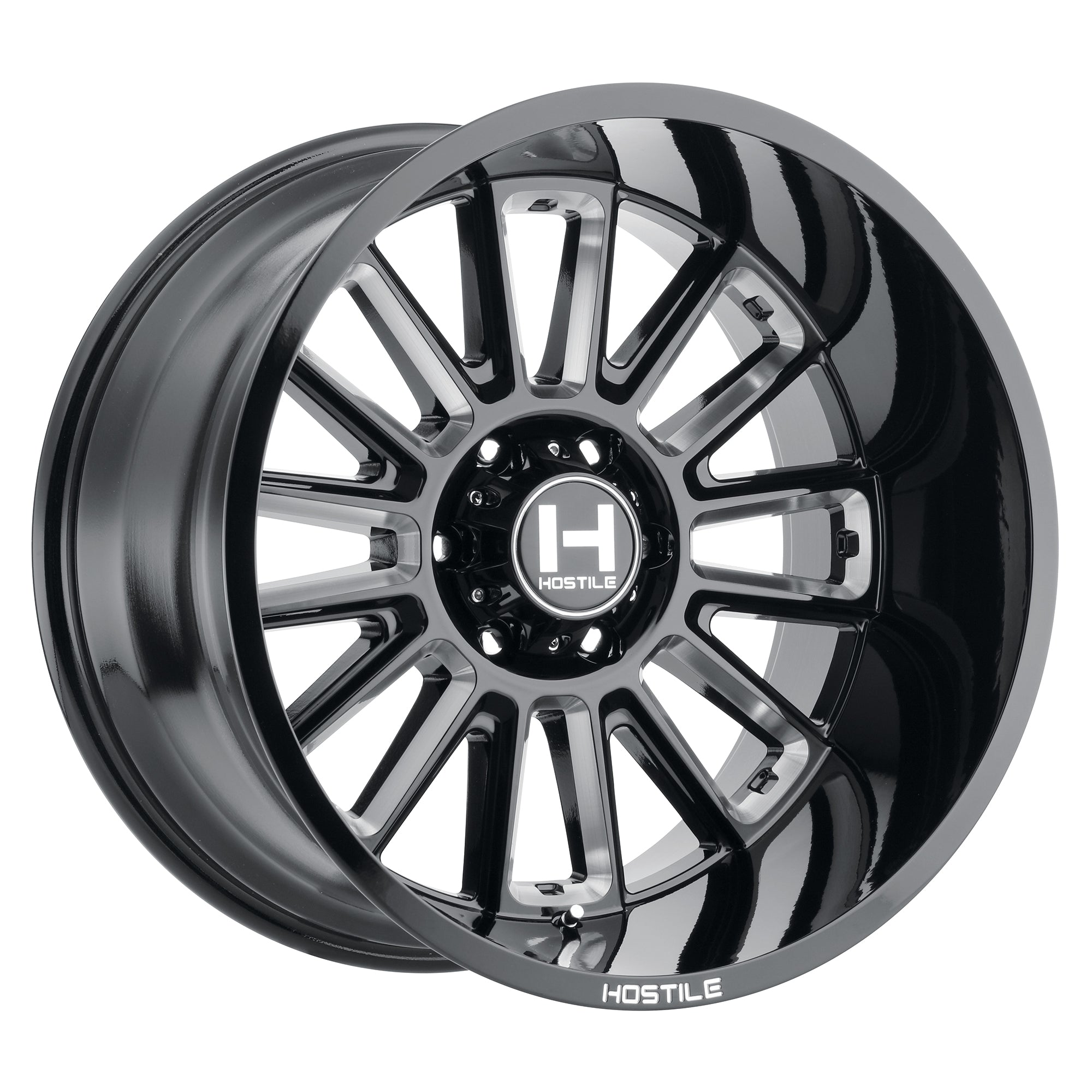 22x12 Hostile Predator H115 Black Milled  Wheel 6x5.5 Bolt Pattern -44mm Offset