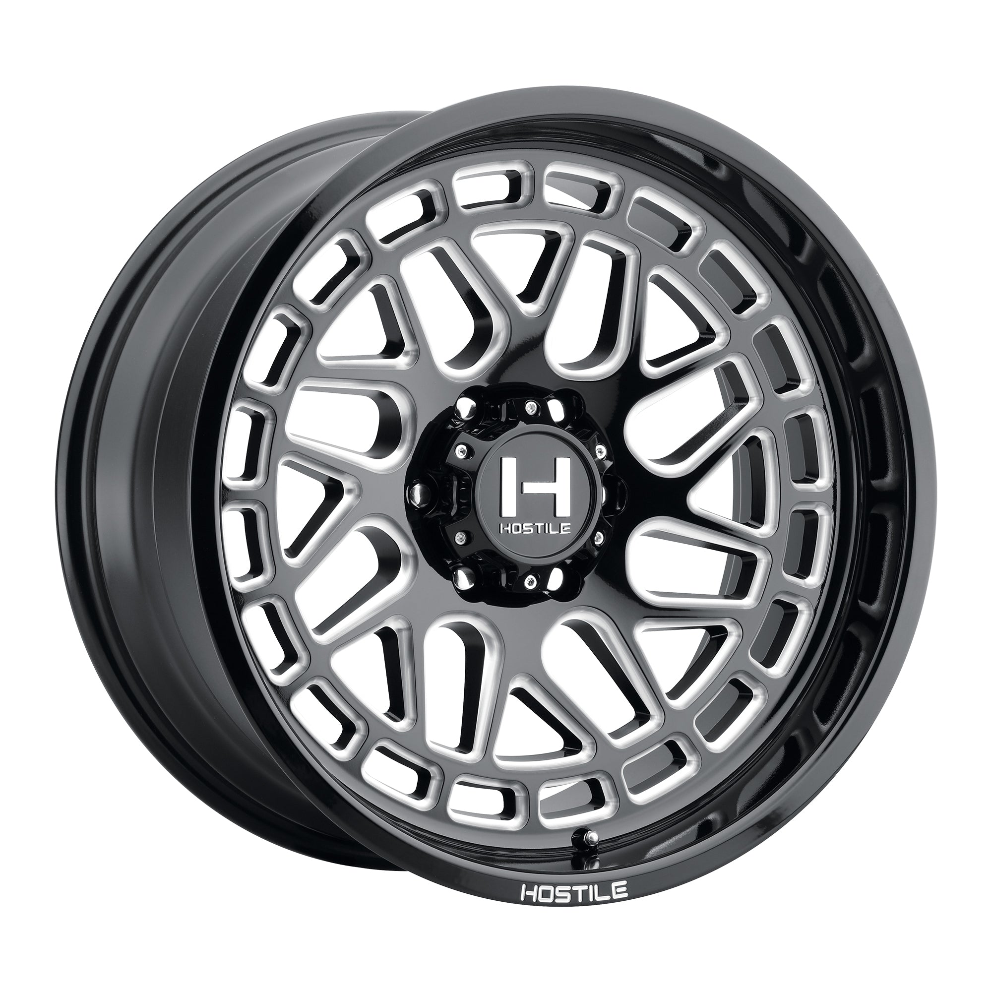24x14 Hostile Reaper H122 Black Milled Wheel 6x5.5 Bolt Pattern -76mm Offset