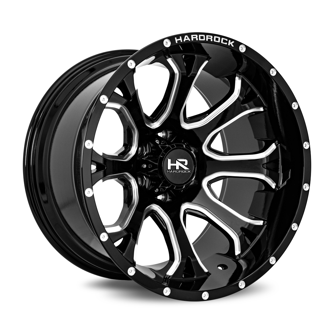 20x12 Hardrock Offroad H505 BloodShot Xposed Gloss Black Milled Wheel 6x5.5 Bolt Pattern -44mm Offset