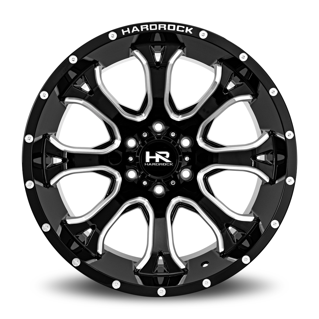 20x12 Hardrock Offroad H505 BloodShot Xposed Gloss Black Milled Wheel 6x5.5 Bolt Pattern -44mm Offset