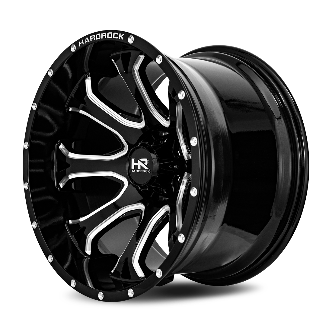 20x12 Hardrock Offroad H505 BloodShot Xposed Gloss Black Milled Wheel 6x5.5 Bolt Pattern -44mm Offset