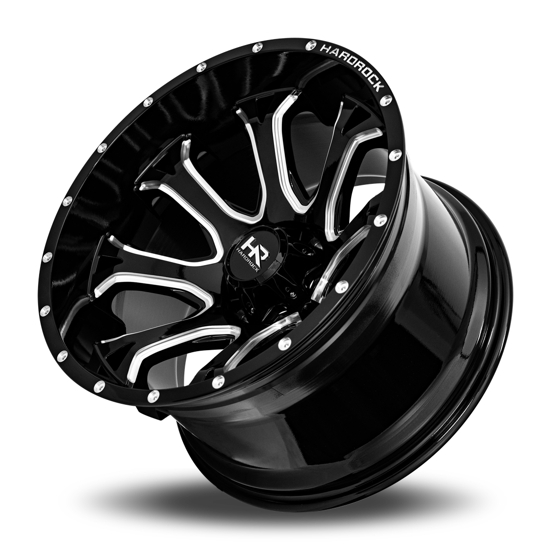 20x12 Hardrock Offroad H505 BloodShot Xposed Gloss Black Milled Wheel 6x5.5 Bolt Pattern -44mm Offset
