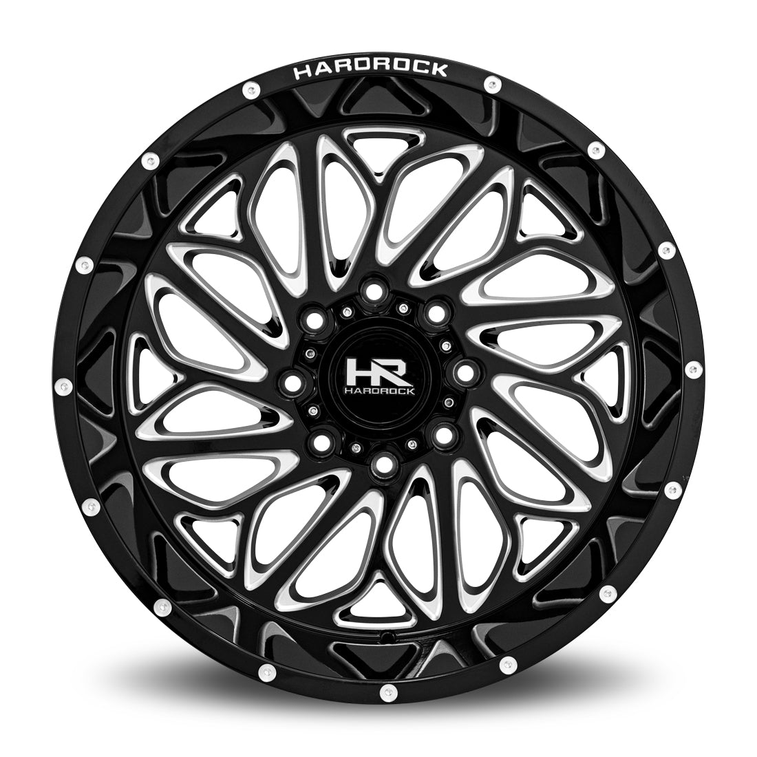22x12 Hardrock Offroad H508 BlackTop Xposed Gloss Black Milled Wheel 6x5.5 Bolt Pattern -51mm Offset