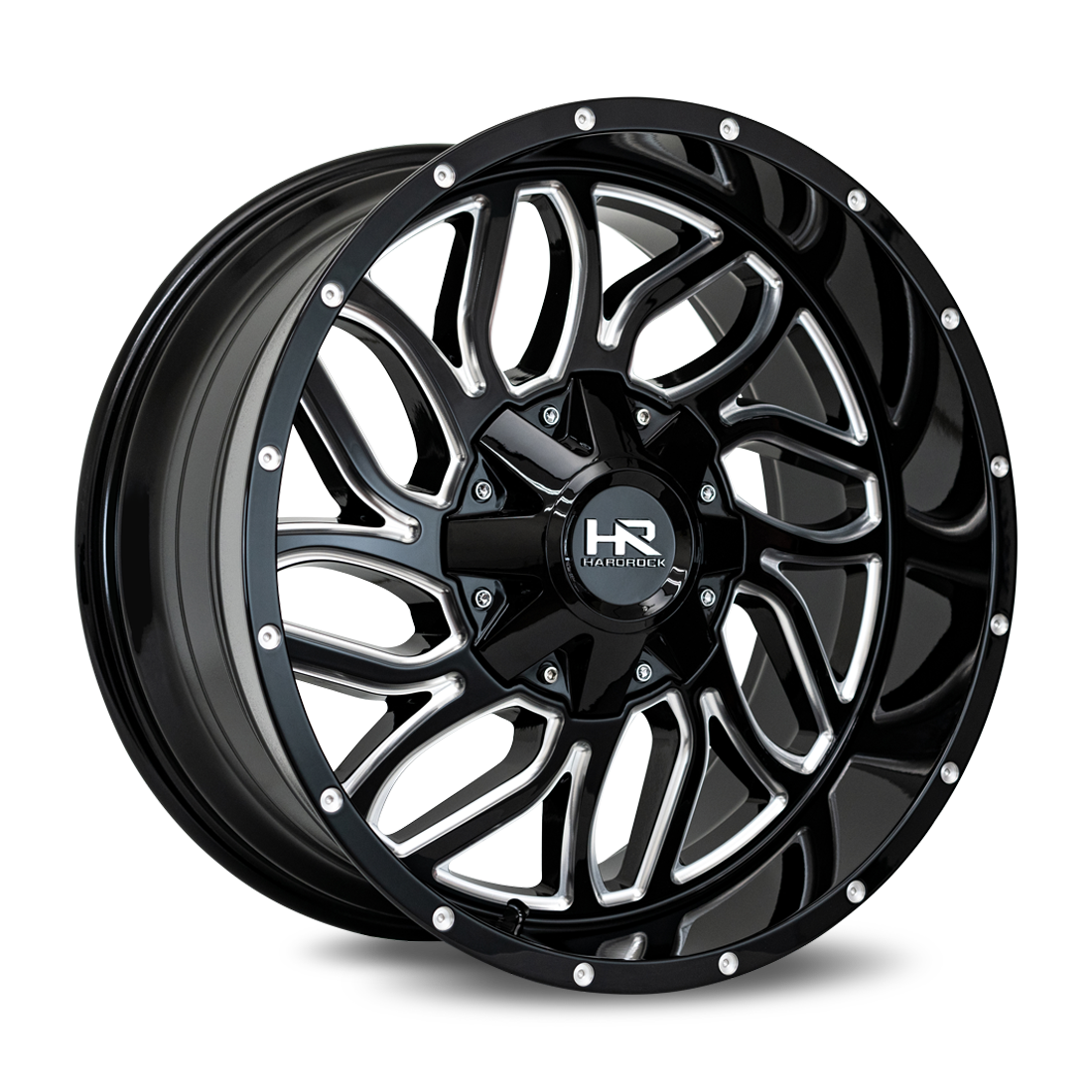 20x9 Hardrock Offroad H707 Destroyer Gloss Black Milled Wheel 6x5.5 Bolt Pattern 0mm Offset