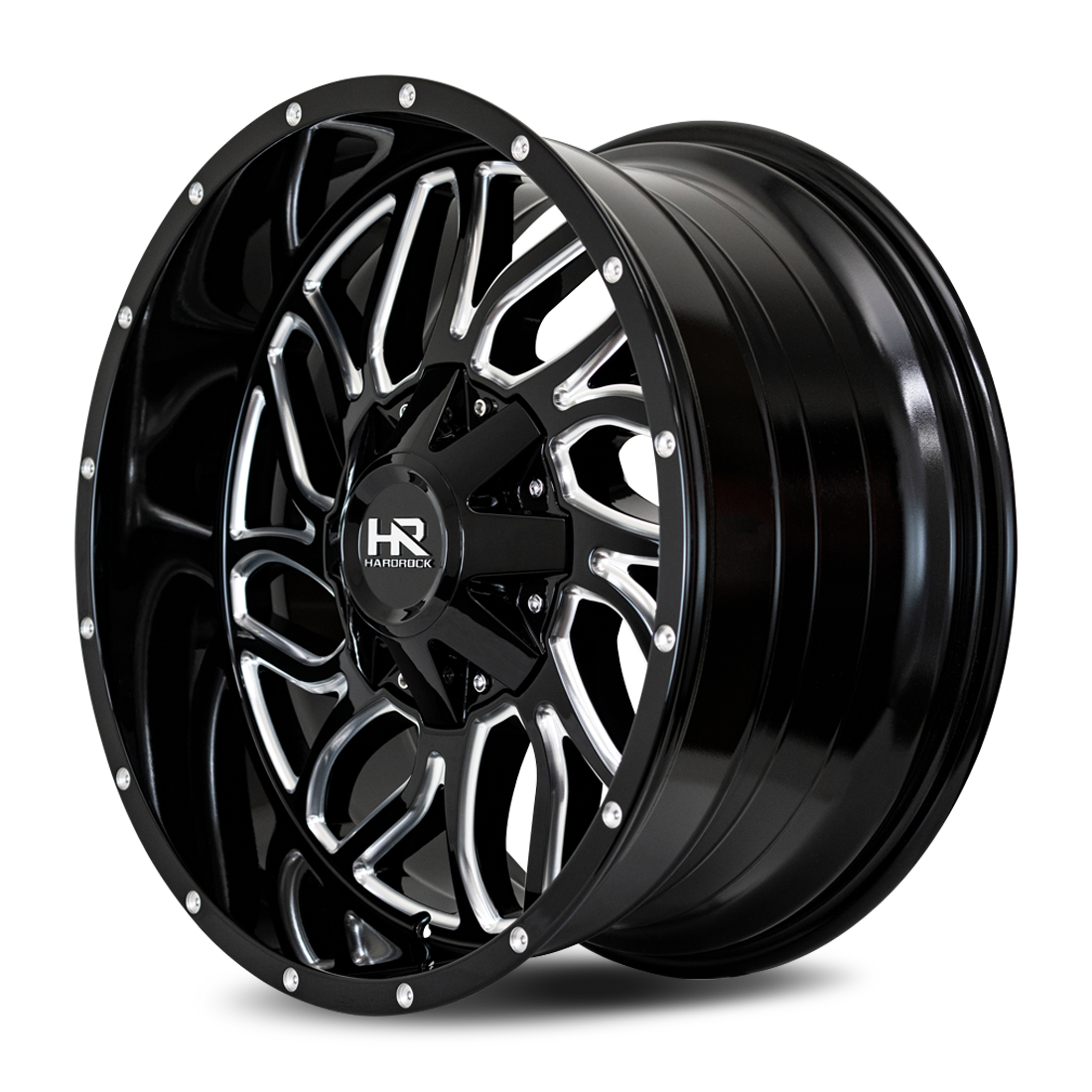 20x9 Hardrock Offroad H707 Destroyer Gloss Black Milled Wheel 6x5.5 Bolt Pattern 0mm Offset