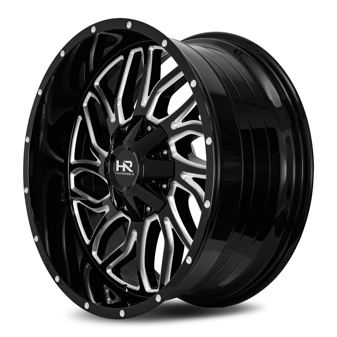 22x10 Hardrock Offroad H707 Destroyer Gloss Black Milled Wheel 6x5.5 Bolt Pattern -25mm Offset