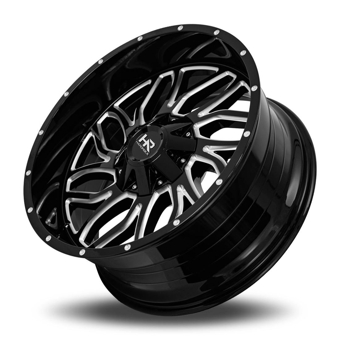 22x10 Hardrock Offroad H707 Destroyer Gloss Black Milled Wheel 6x5.5 Bolt Pattern -25mm Offset