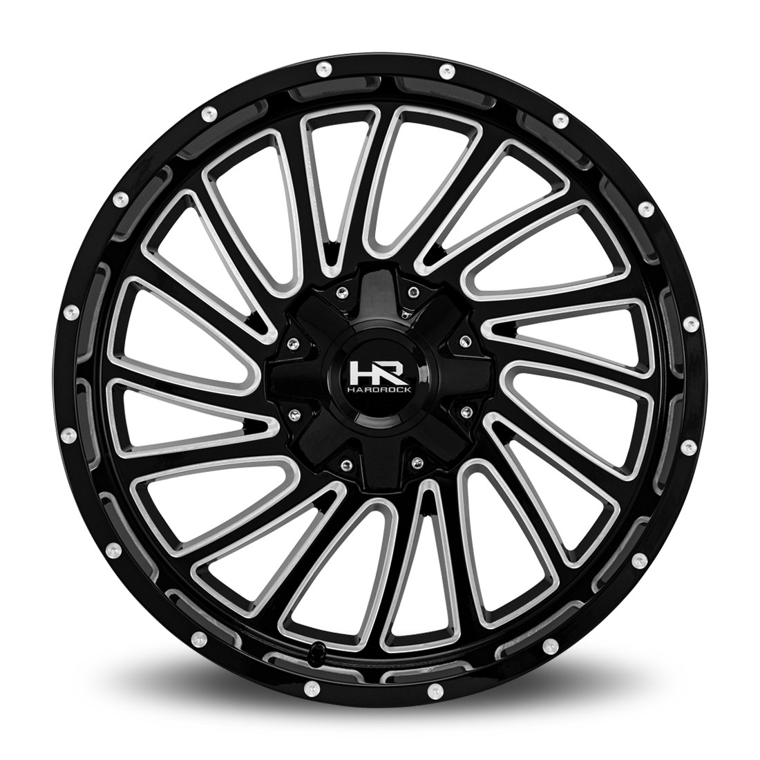 22x10 Hardrock Offroad H708 Overdrive Gloss Black Milled Wheel 6x5.5 Bolt Pattern -25mm Offset