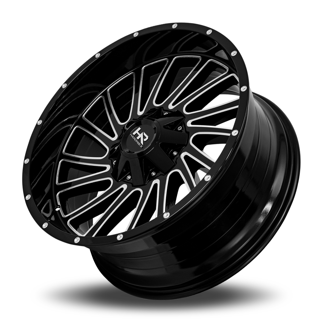 22x10 Hardrock Offroad H708 Overdrive Gloss Black Milled Wheel 6x5.5 Bolt Pattern -25mm Offset