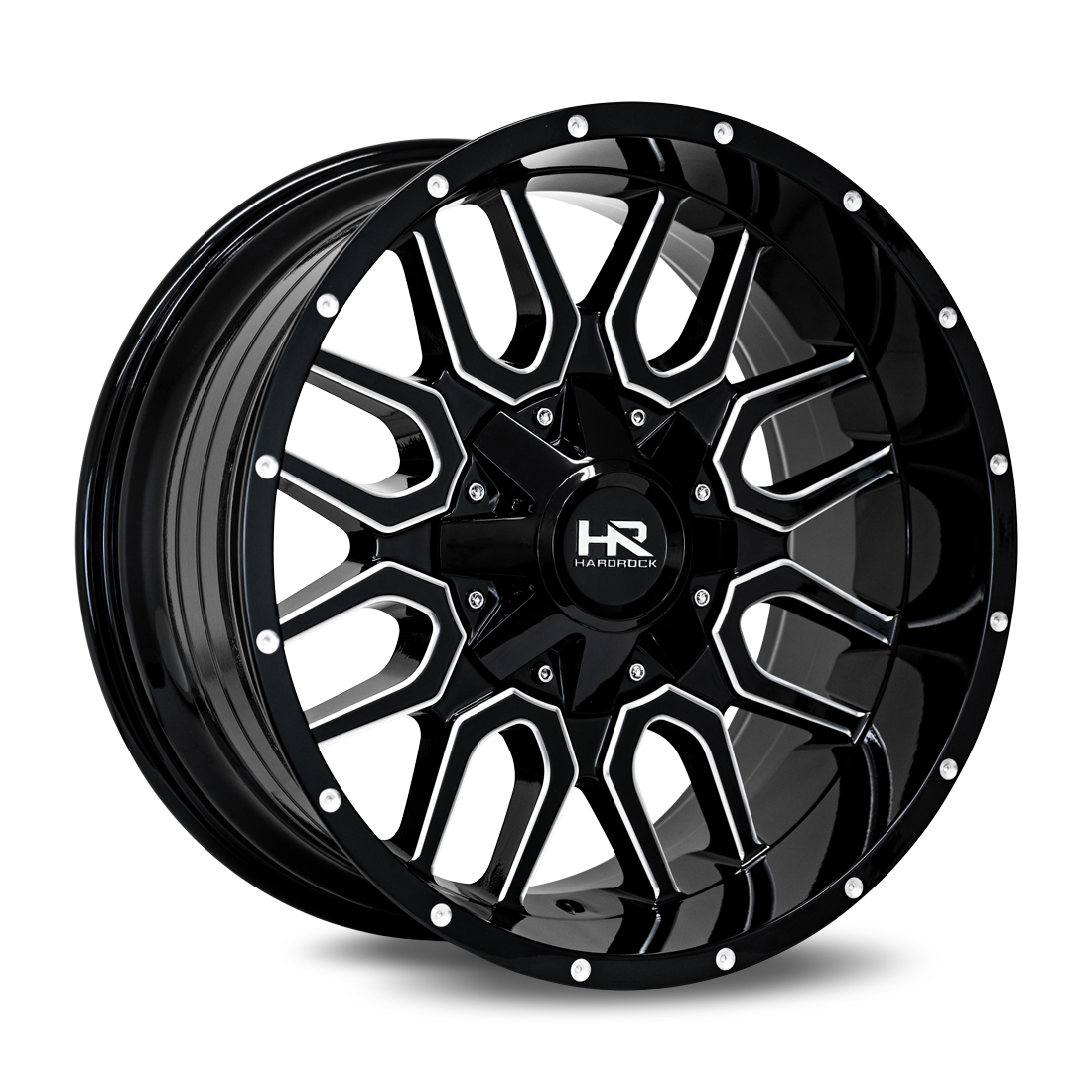 20x9 Hardrock Offroad H709 Commander Gloss Black Milled Wheel 6x5.5 Bolt Pattern 0mm Offset
