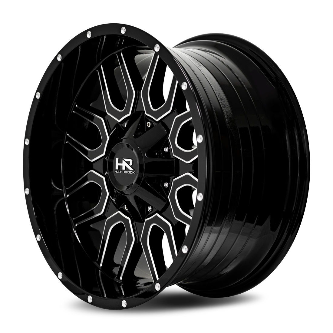 20x10 Hardrock Offroad H709 Commander Gloss Black Milled Wheel 6x5.5 Bolt Pattern -19mm Offset