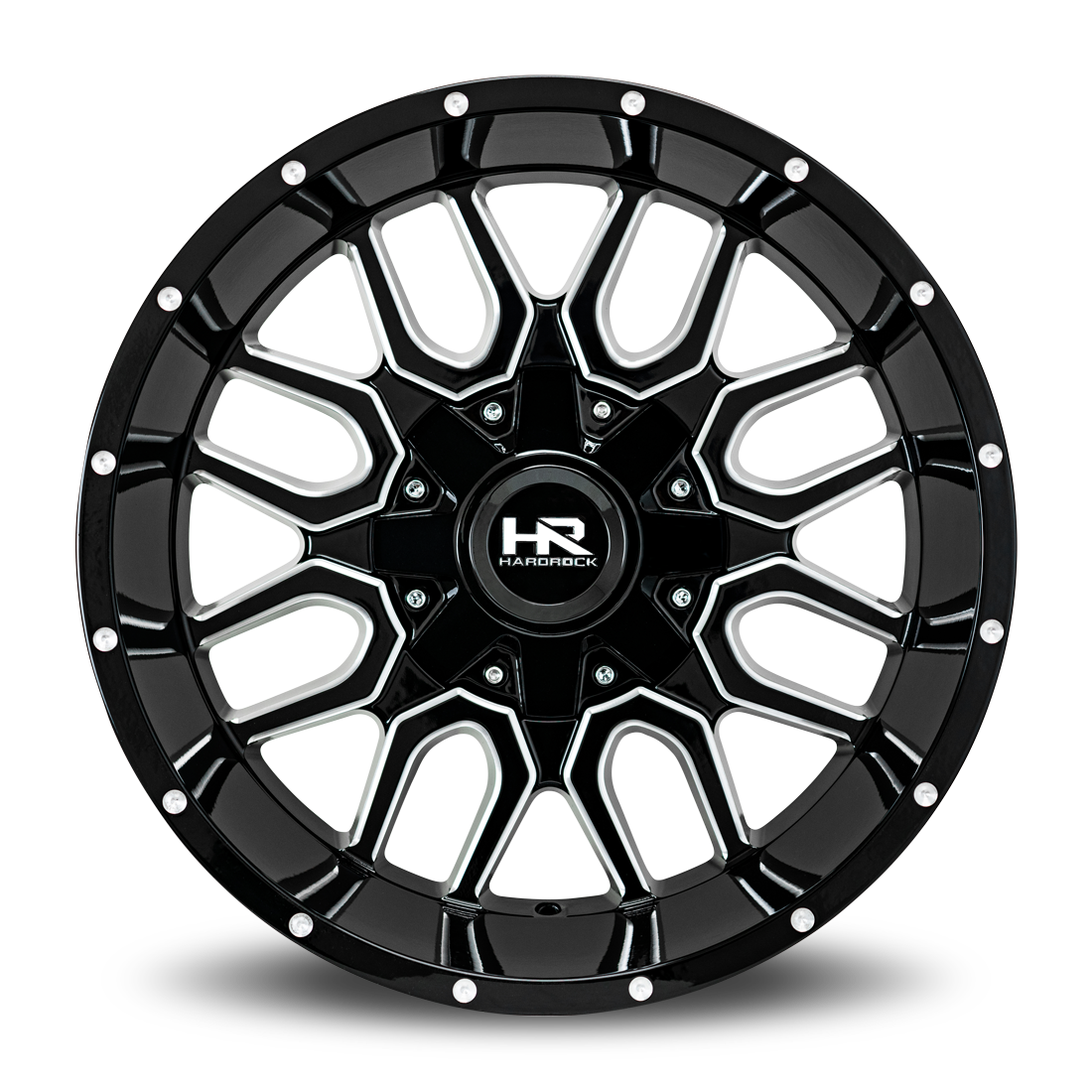 20x12 Hardrock Offroad H709 Commander Gloss Black Milled Wheel 6x5.5 Bolt Pattern -51mm Offset