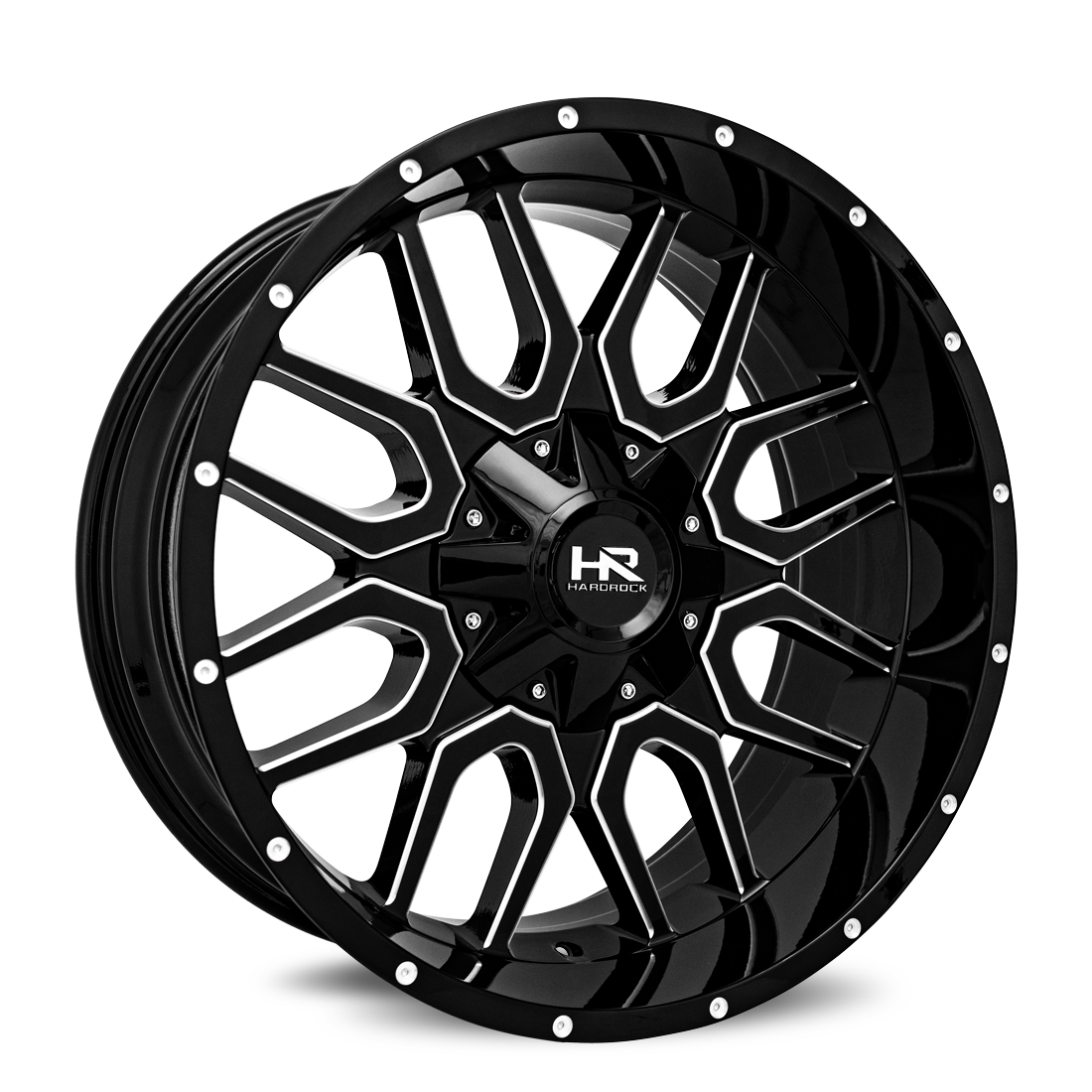 22x10 Hardrock Offroad H709 Commander Gloss Black Milled Wheel 6x5.5 Bolt Pattern -25mm Offset
