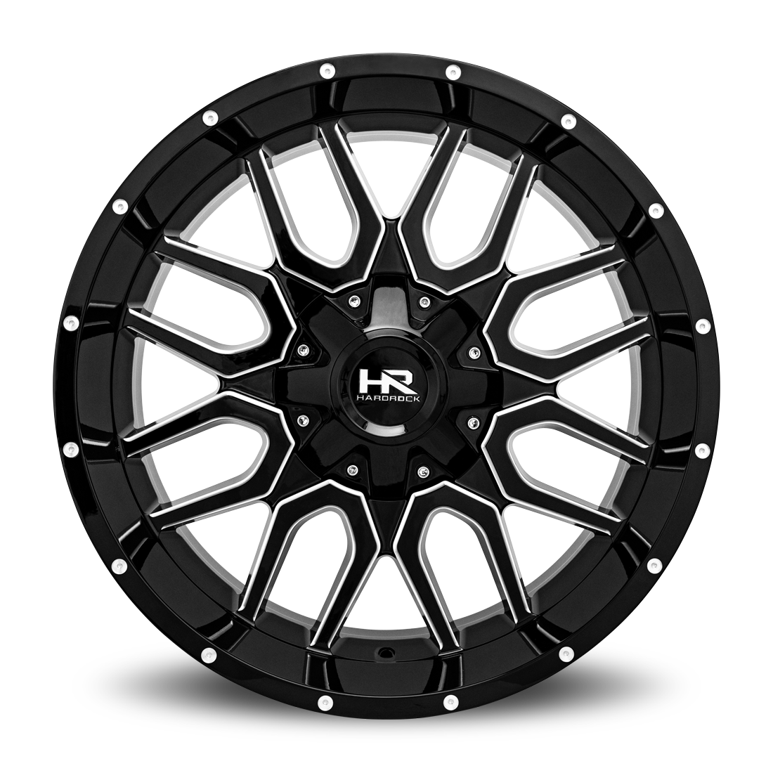 22x10 Hardrock Offroad H709 Commander Gloss Black Milled Wheel 6x5.5 Bolt Pattern -25mm Offset