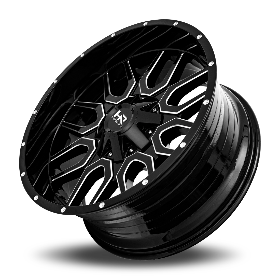 22x10 Hardrock Offroad H709 Commander Gloss Black Milled Wheel 6x5.5 Bolt Pattern -25mm Offset