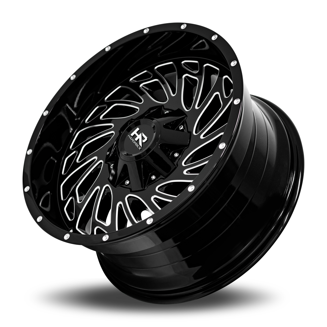 20x10 Hardrock Offroad H710 Attack Gloss Black Milled Wheel 6x5.5 Bolt Pattern -19mm Offset