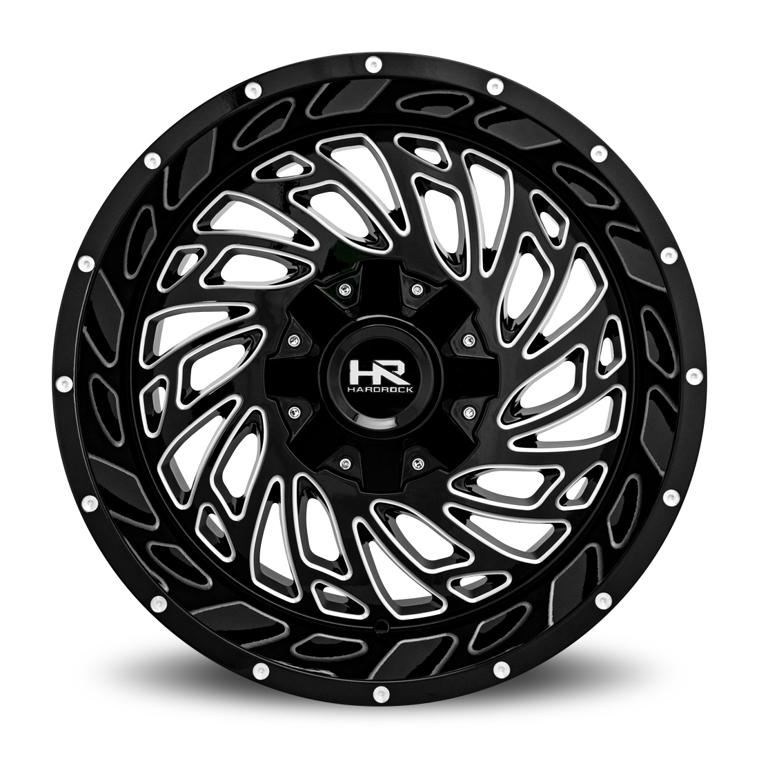 20x12 Hardrock Offroad H710 Attack Gloss Black Milled Wheel 6x5.5 Bolt Pattern -51mm Offset