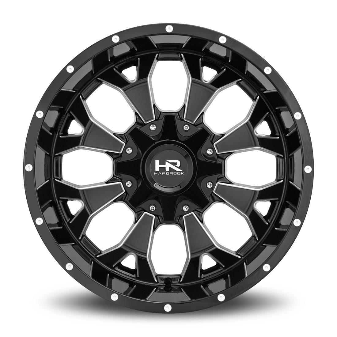 20x9 Hardrock Offroad H711 Devastator Gloss Black Milled Wheel 6x5.5 Bolt Pattern 0mm Offset