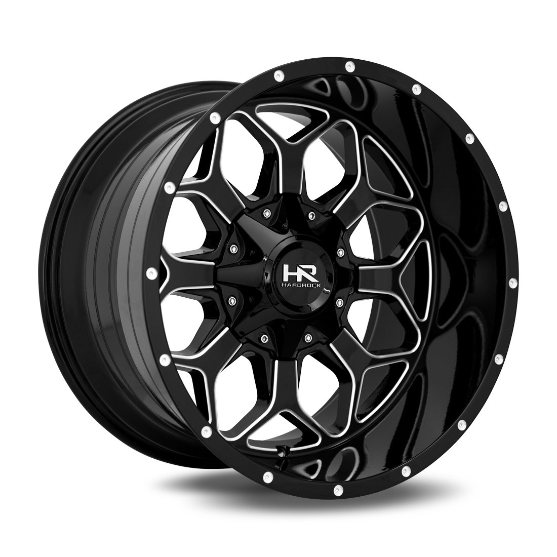 20x10 Hardrock Offroad H712 Indestructible Gloss Black Milled Wheel 6x5.5 Bolt Pattern -19mm Offset