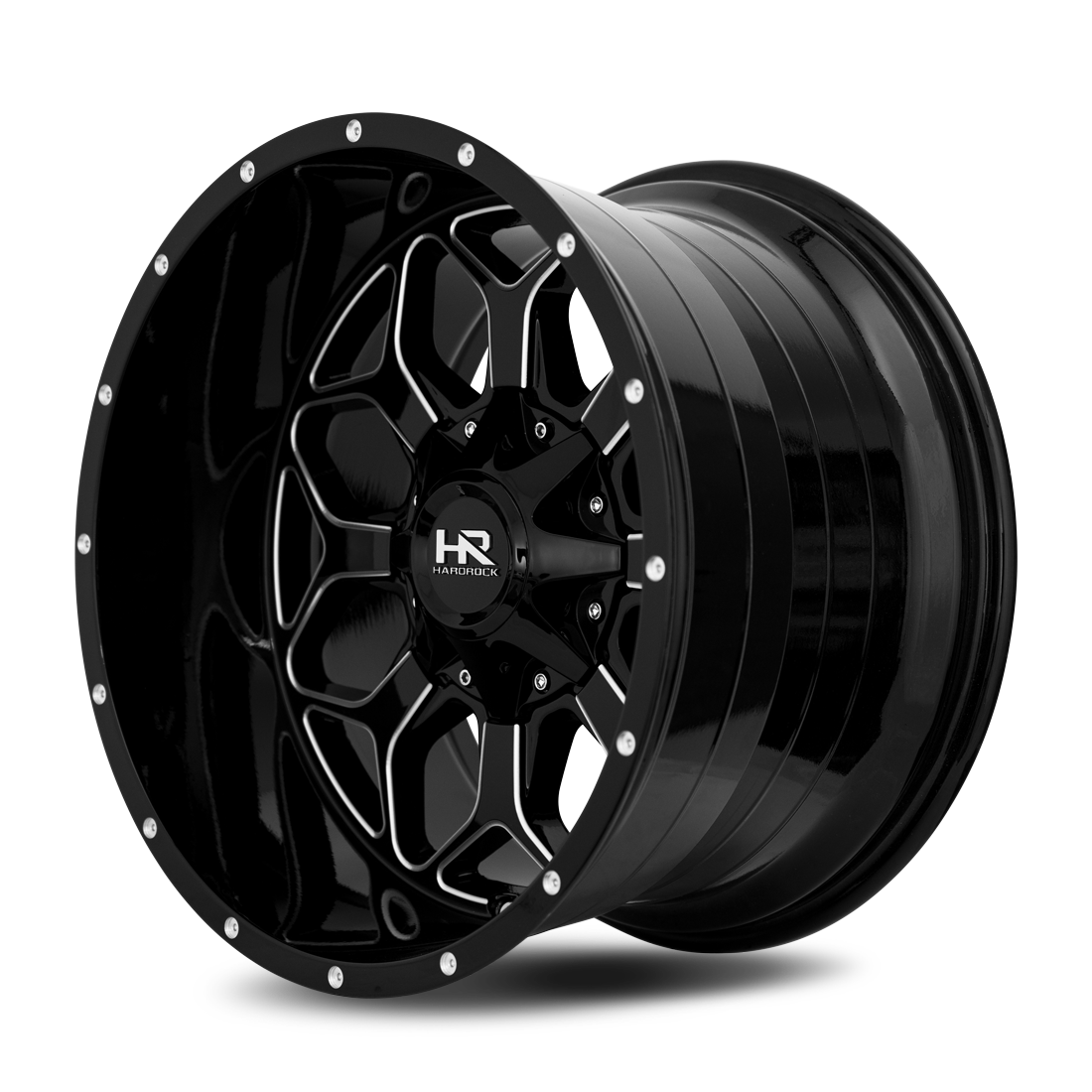 20x9 Hardrock Offroad H712 Indestructible Gloss Black Milled Wheel 6x5.5 Bolt Pattern 0mm Offset