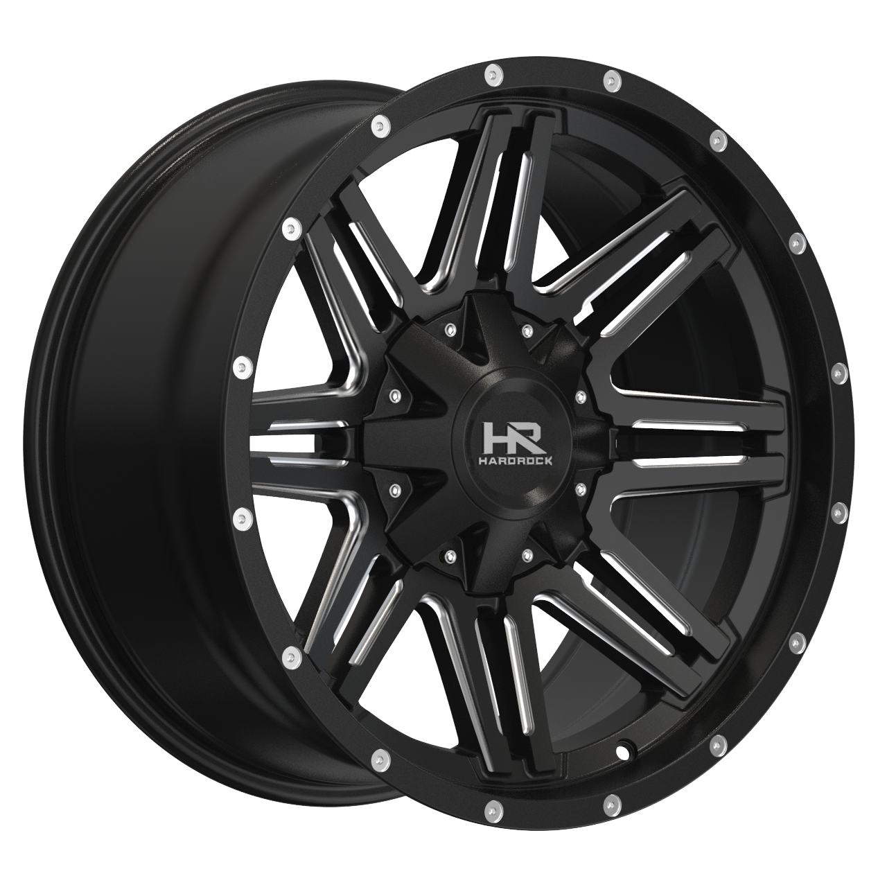 20x10 Hardrock Offroad H715 Warrior Gloss Black Milled Wheel 6x5.5 Bolt Pattern -19mm Offset
